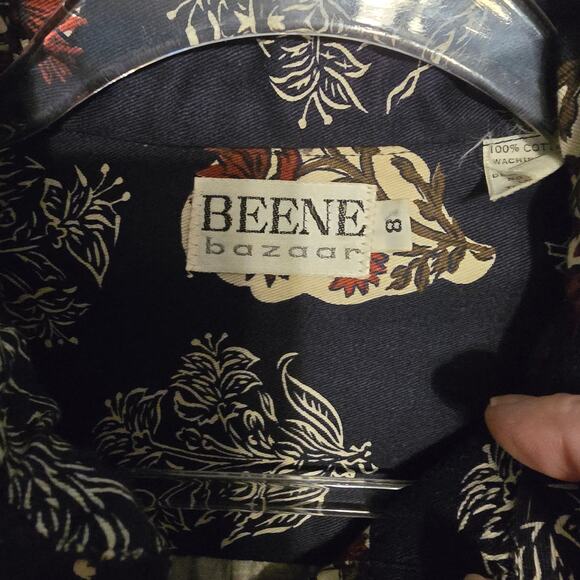 Beene Bazaar Vintage 70's Geoffrey Beene Maxi Pullover Shirt Dress Dark Floral - Picture 6 of 13